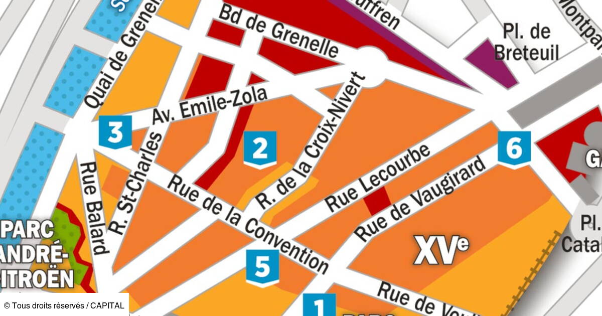 Immobilier la carte des prix dans le 15ème arrondissement de Paris Capital.fr