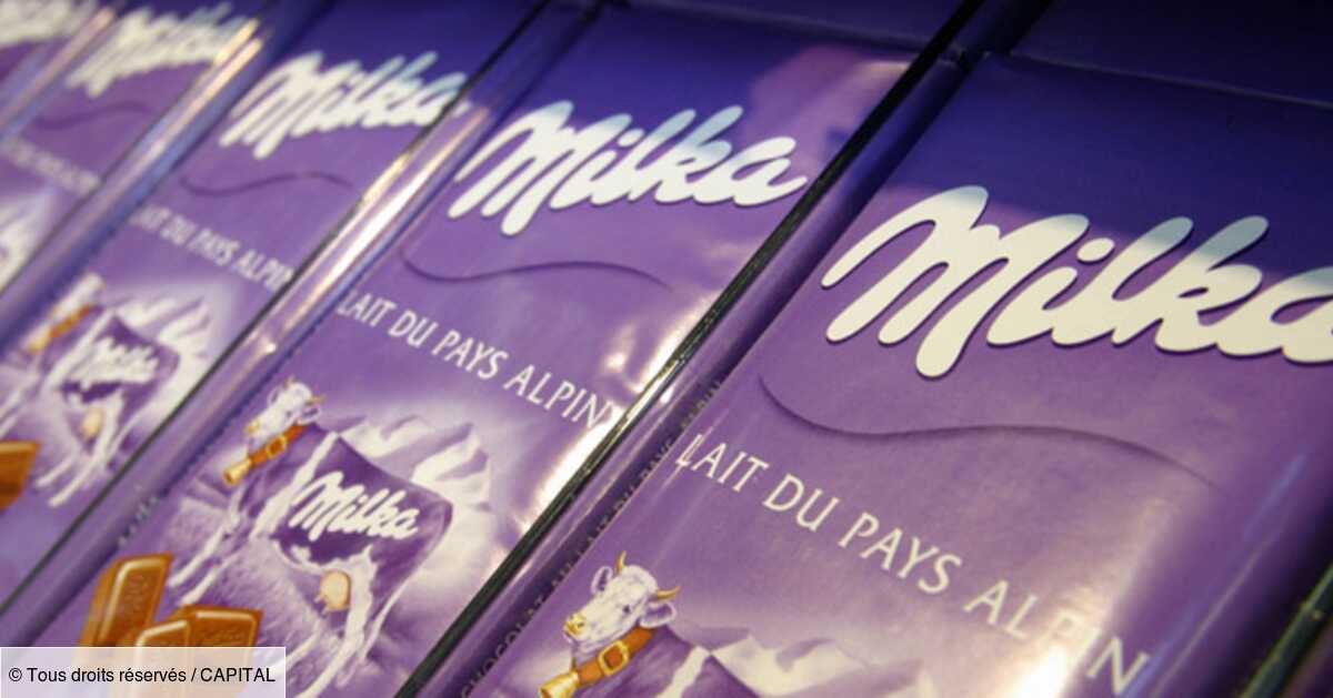 Chocolat au lait pralines fourrées au cacao de Noël MILKA : Le