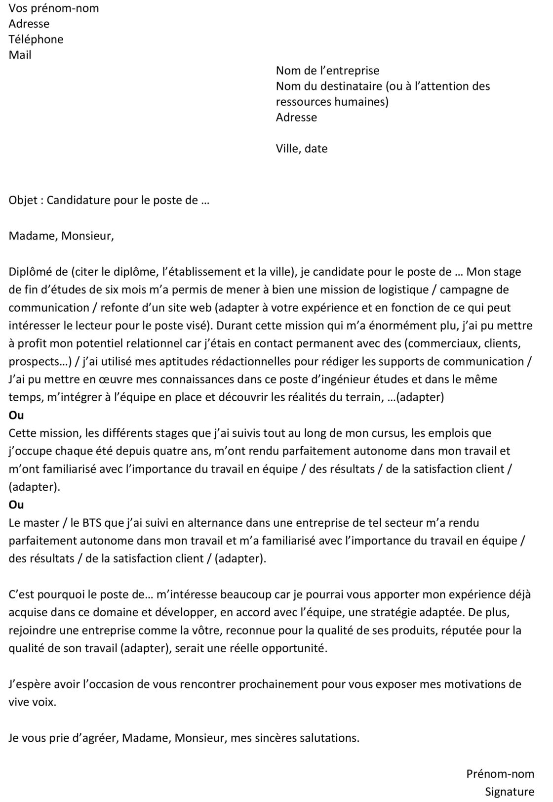 Lettre De Motivation Pour Un Premier Emploi Un Exemple