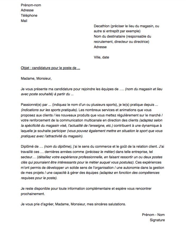 Lettre De Motivation Cdd Vente