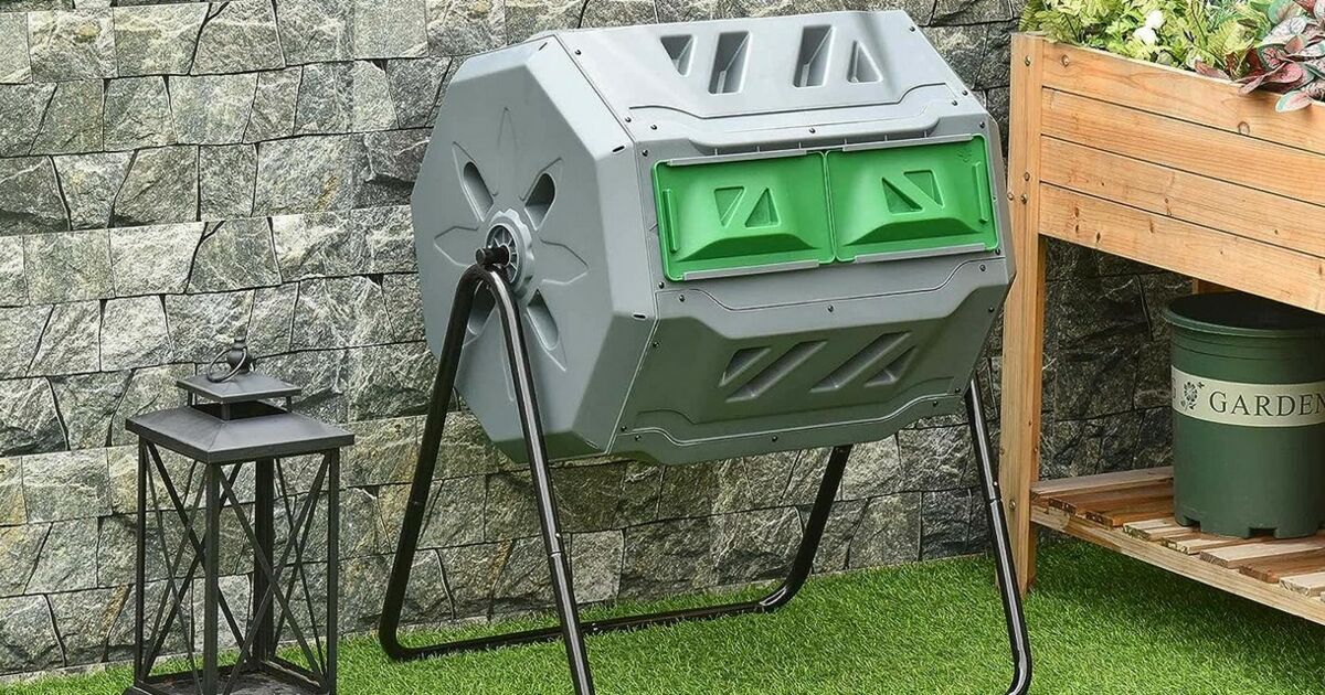 Composteur rotatif pour jardin extérieur 160 litres deux