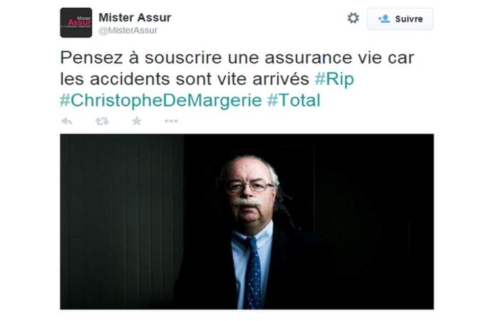 MisterAssur : la boutette sur Twitter après la mort du P-DG de Total