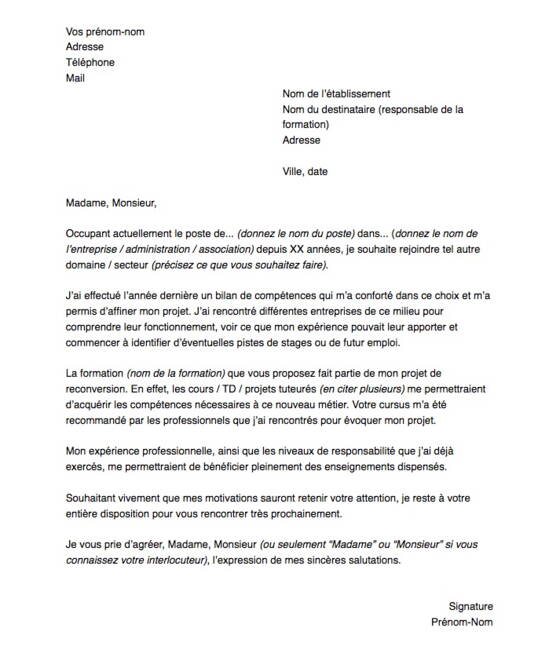 Lettre De Motivation Formation Professionnelle