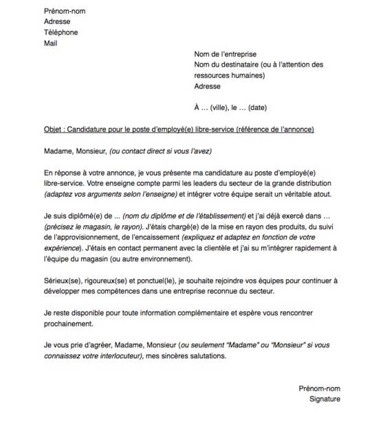 Lettre De Motivation Emploi Saisonnier Grande Surface