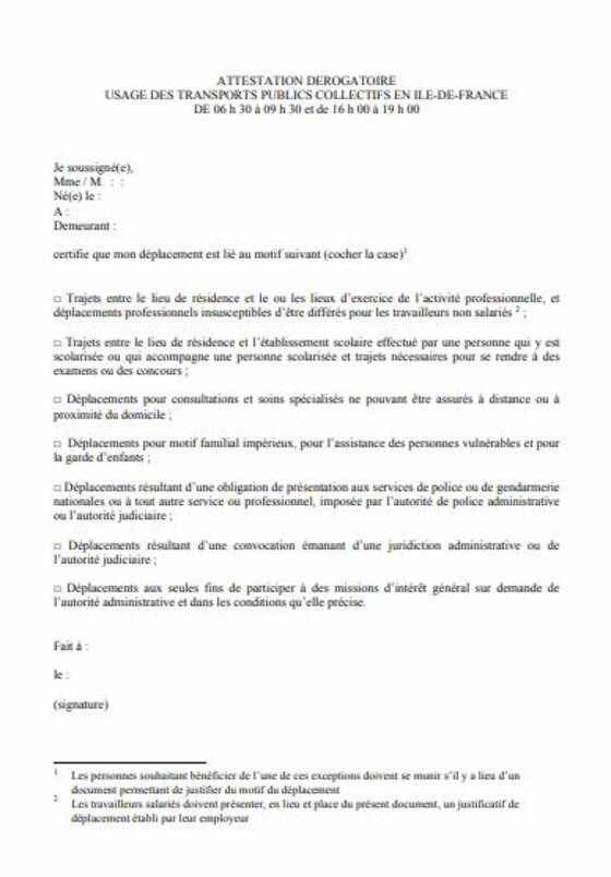 Attestation Employeur Motif Imperieux - Covid 19 Le Laissez Passer Pour ...